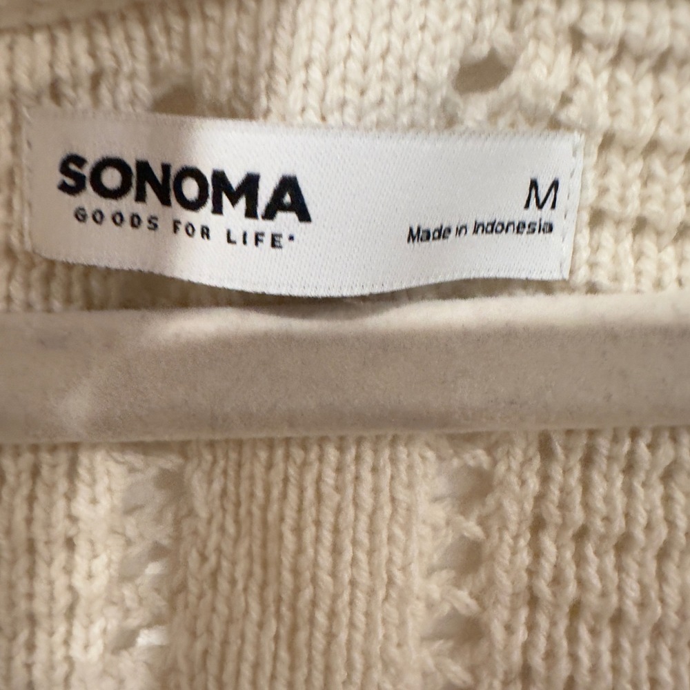 Sonoma Goods For Life Women Medium Chalk Hill Pointelle Knit Cardigan WS41S004RS - Picture 4 of 7